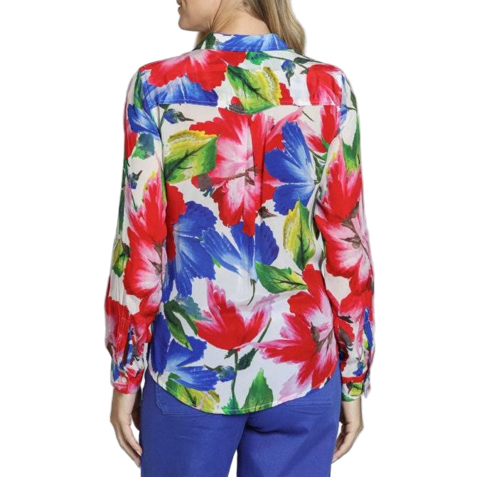 APNY Red Floral Button Front Sleeve Shirt