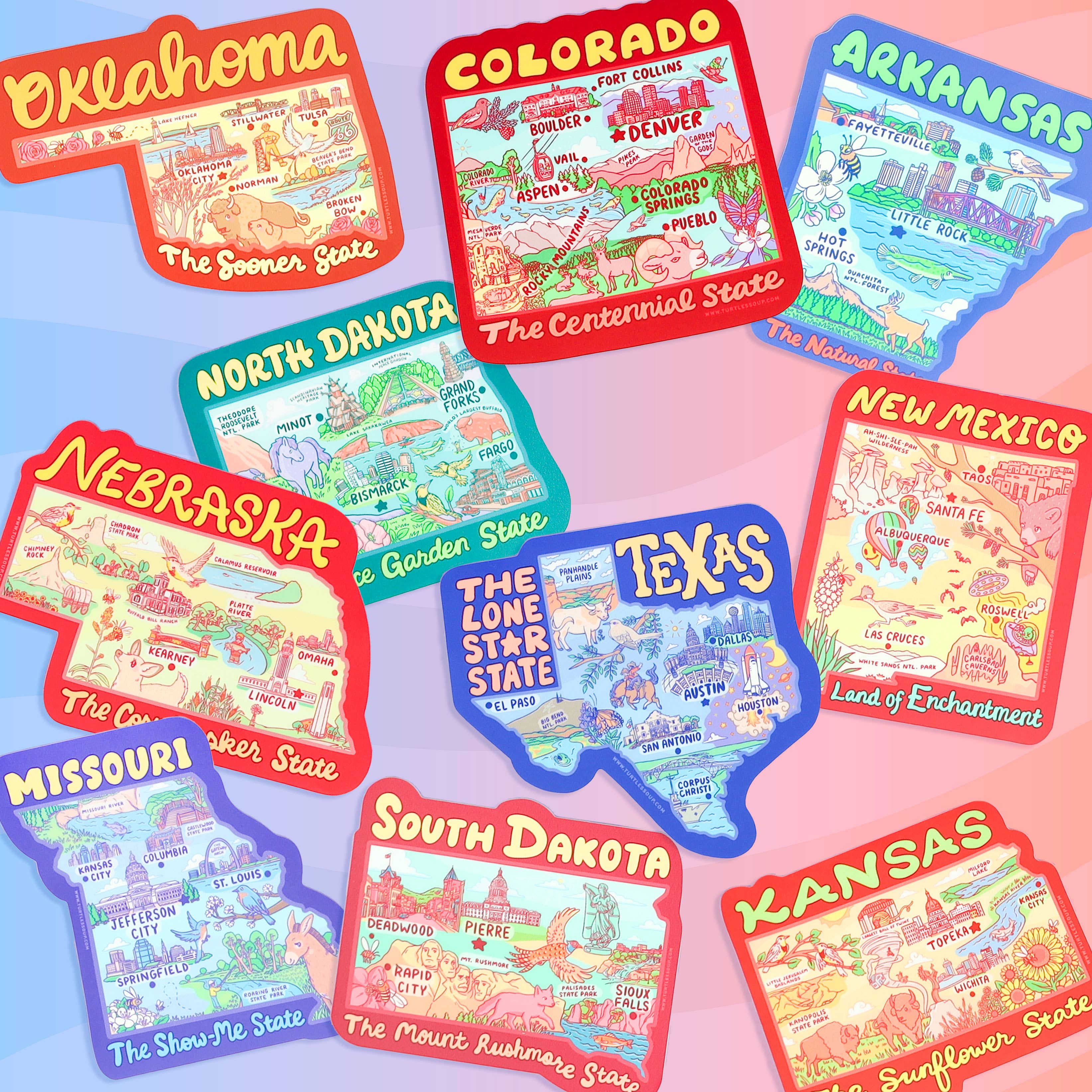Texas Map Art Lone Star State Vinyl Sticker