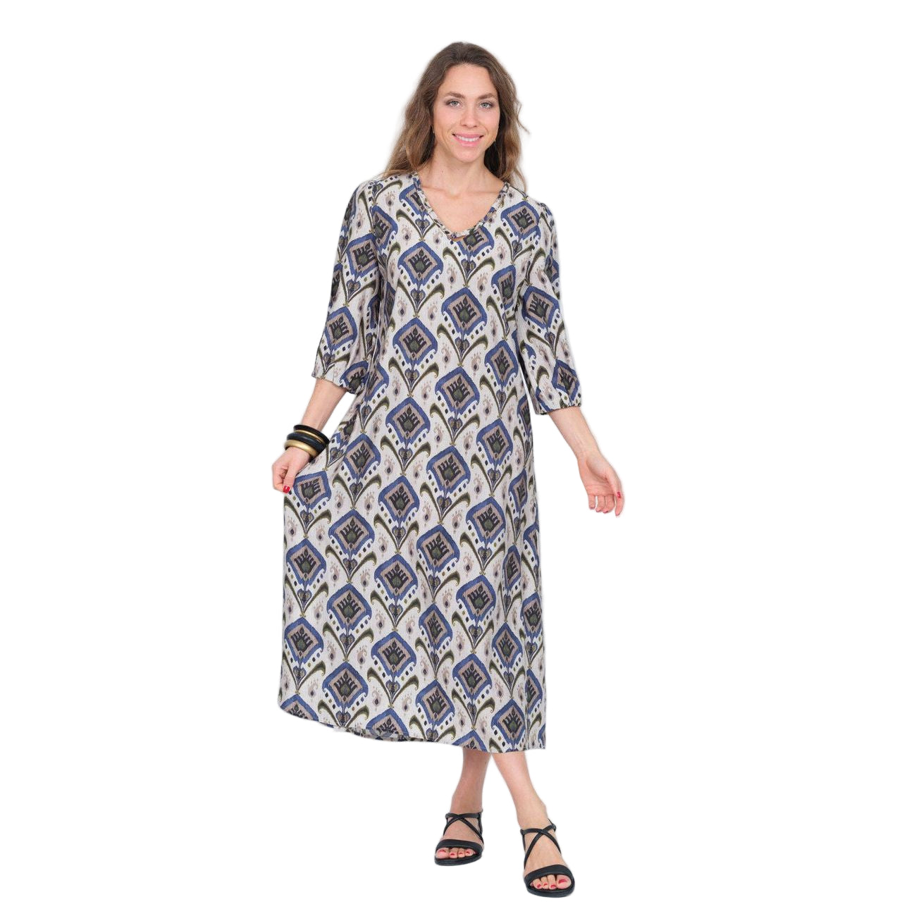 Lior Cairo Boho Print Midi  Dress ( CARIO-2-AR)(INDY)