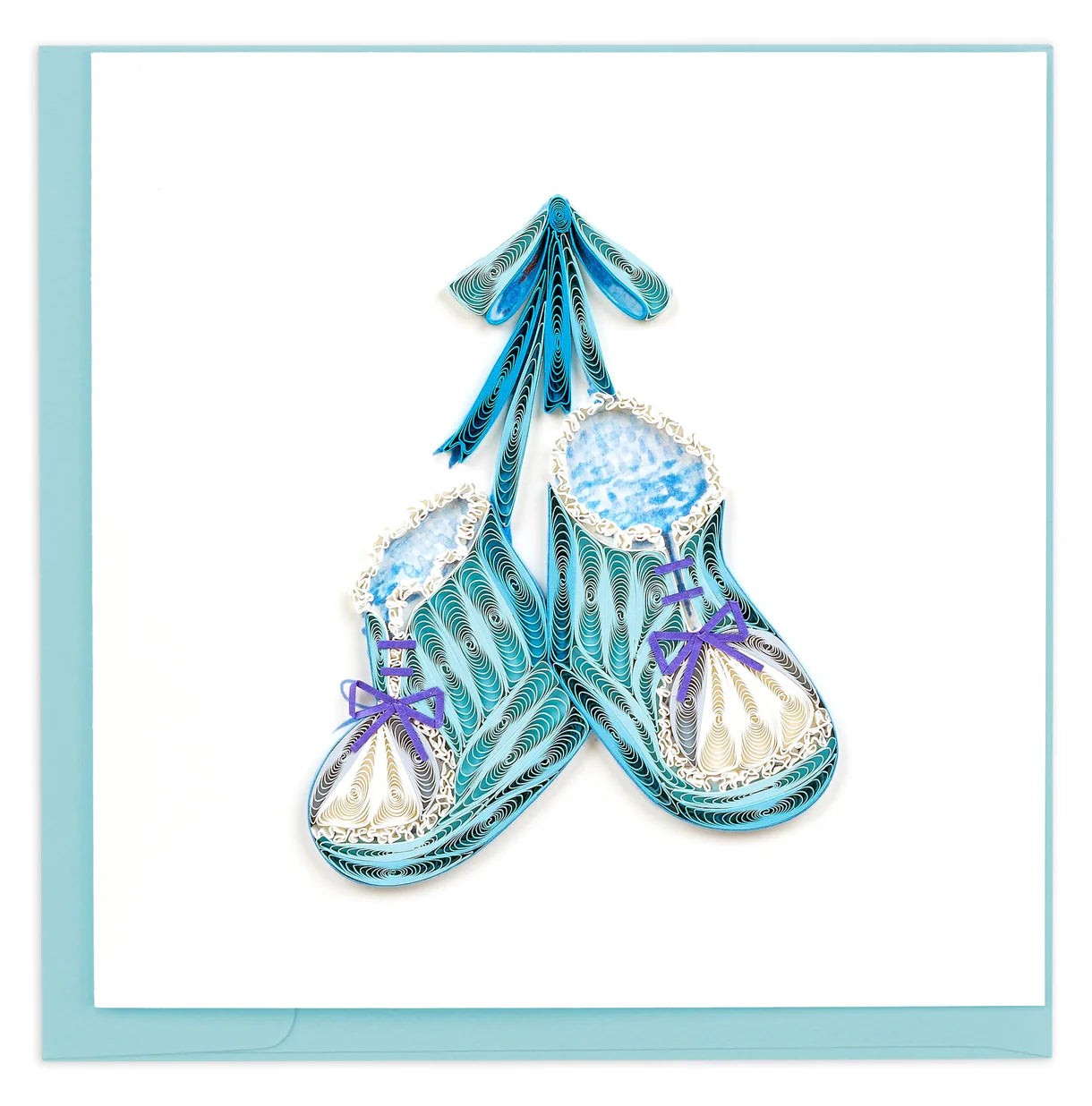 Quilling Card Knitted Blue Baby Booties (CG834)