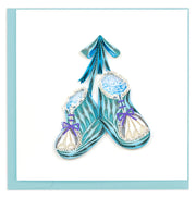 Quilling Card Knitted Blue Baby Booties (CG834)