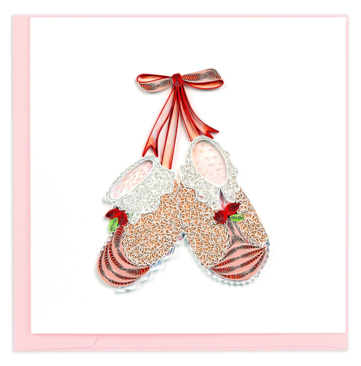 Quilling Card  Knitted Pink Baby Booties (CG835)