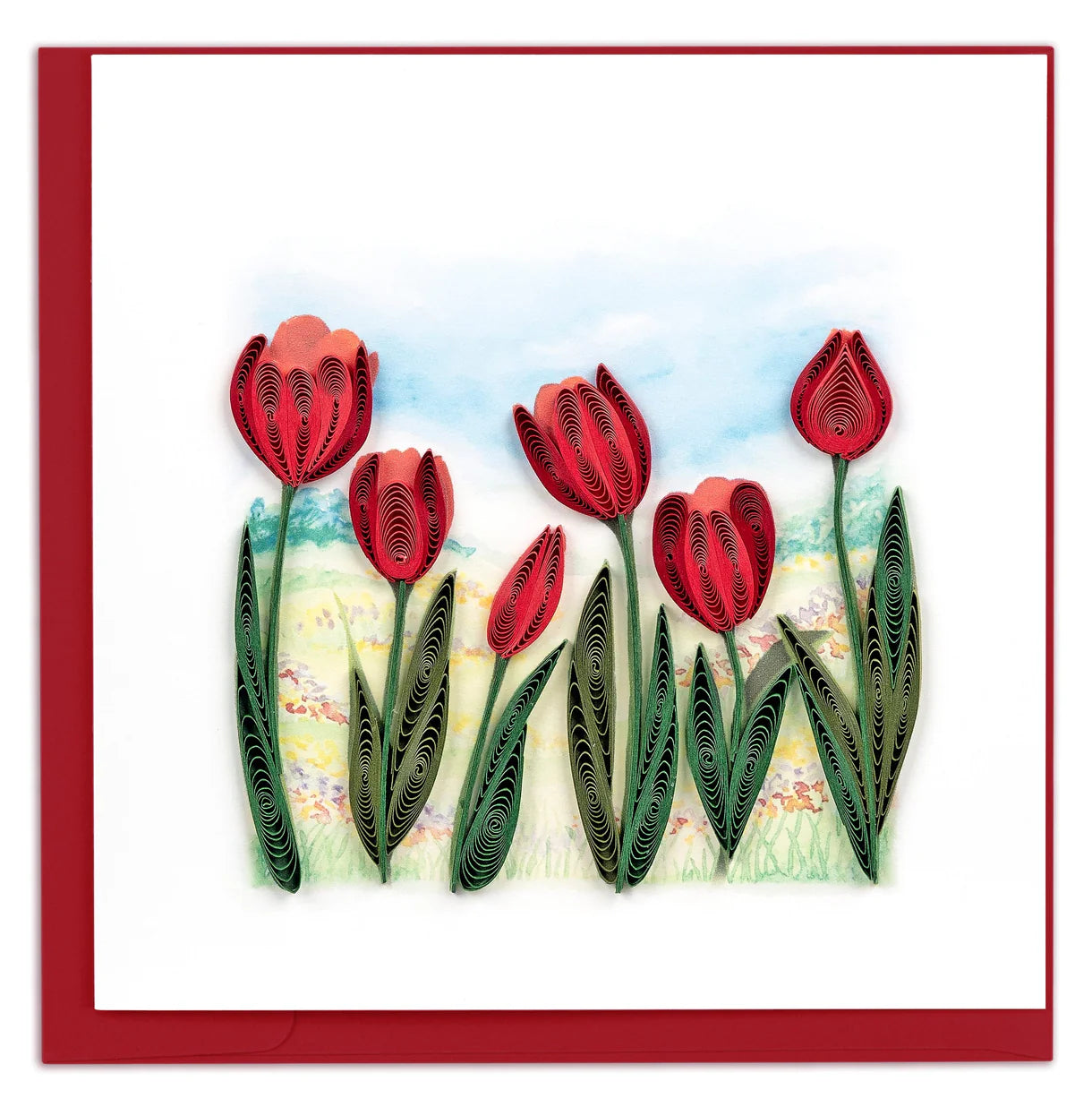 Quilling Card  Red Tulip Field (BL1466)