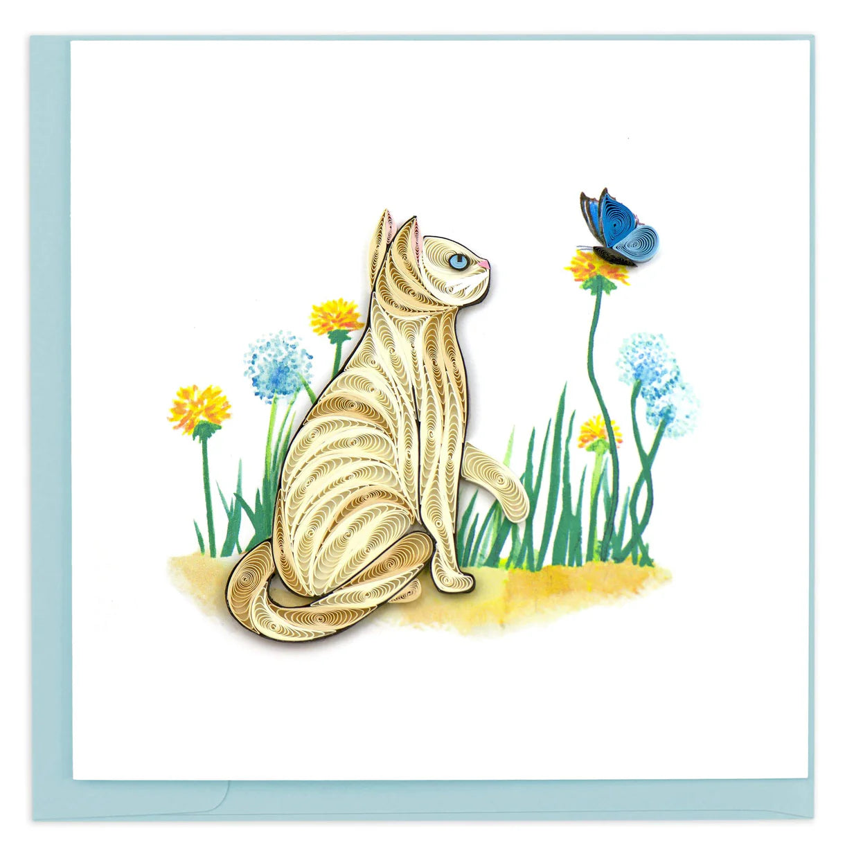 Quilling Card White Cat & Butterfly (bl1204)