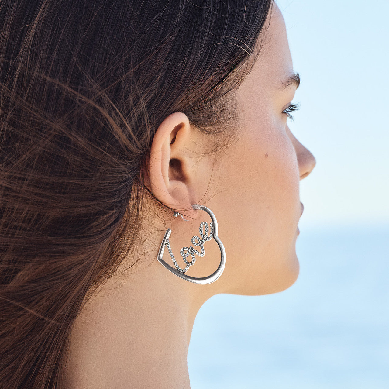Brighton Love Script Sparkle Hoop Earrings
