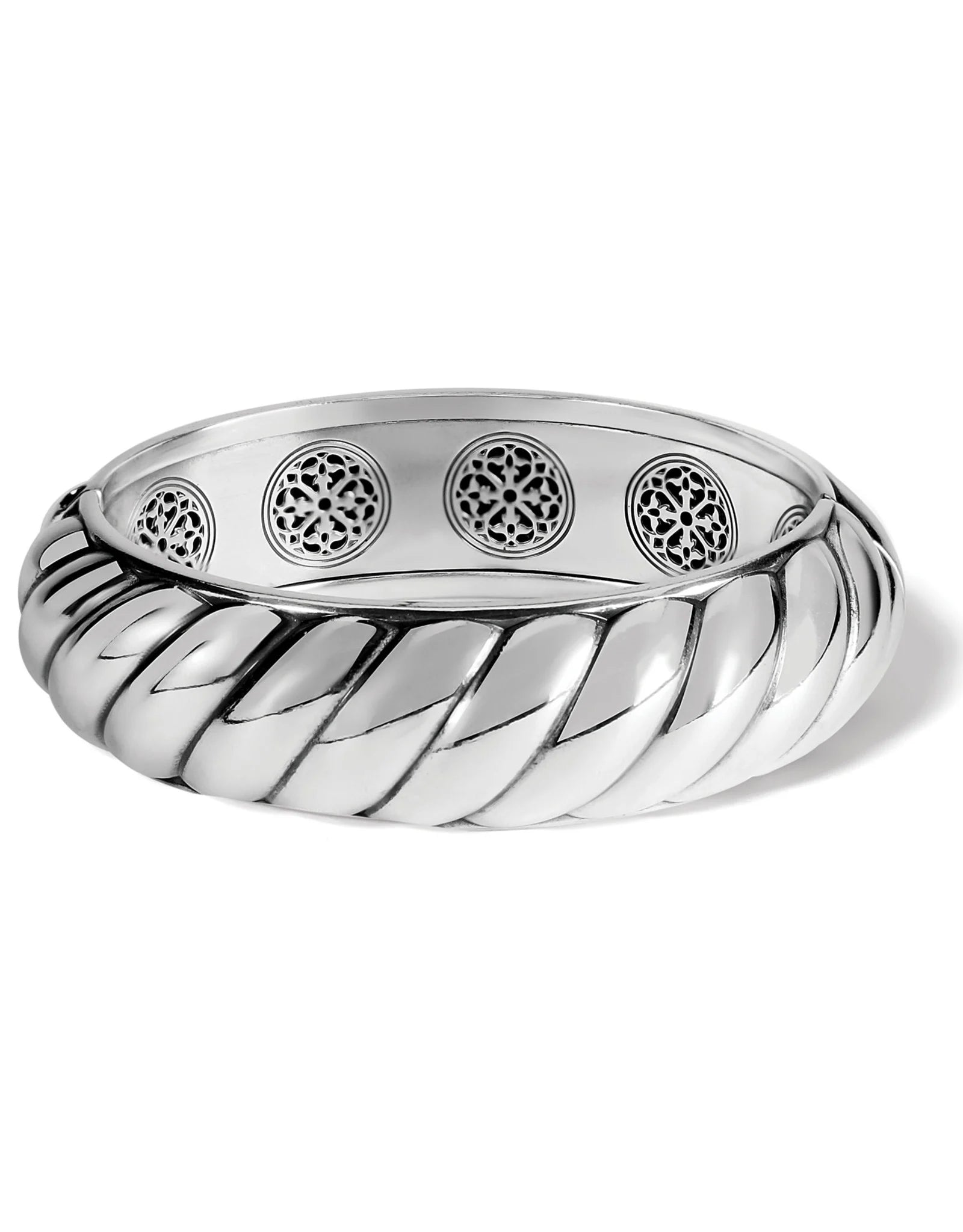 Brighton Athena Scalloped Hinged Silver Bangle (JF0000)