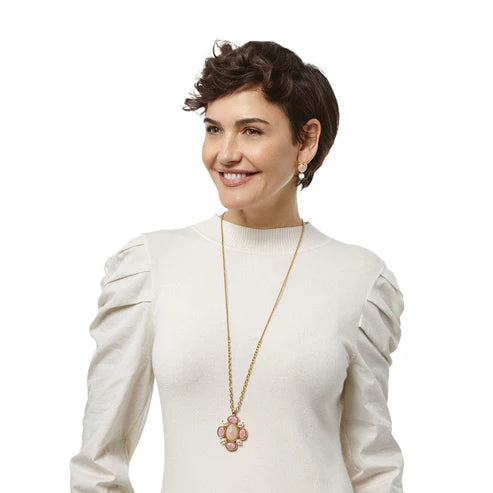 Brighton Pink Moon Pendant Brushed Gold Long Necklace (JM7325)