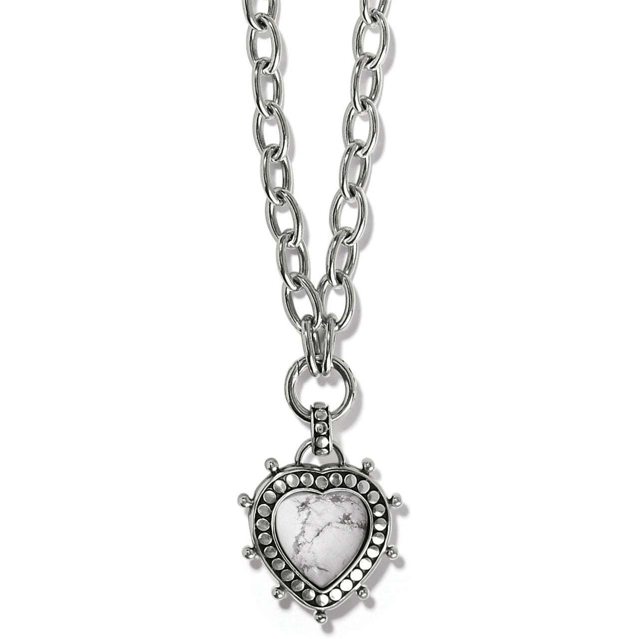 Brighton Pebble Dot Hati Howlite Heart Necklace (JM7426)
