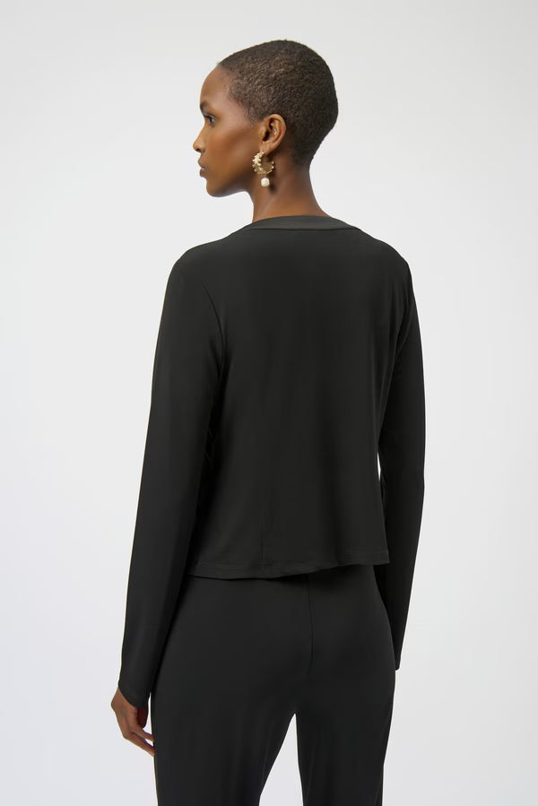 Joseph Ribkoff Jeweled Button Front Black Top