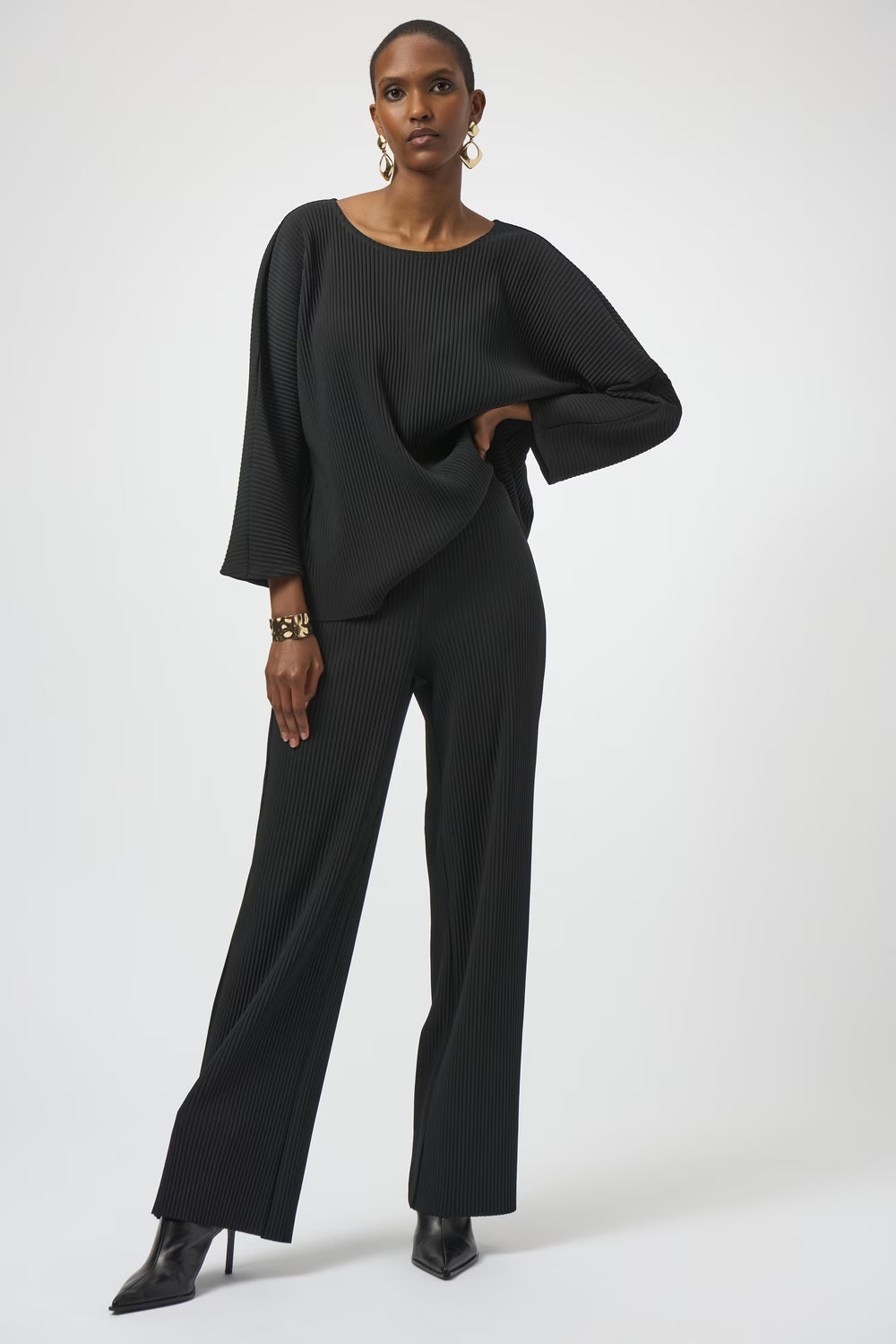 Joseph Ribkoff Relaxed Pleated Black Trouser
