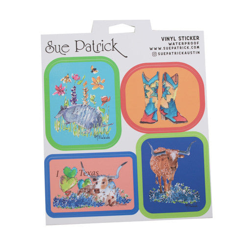 Kathleen McElwaine Texas 4 Pack Watercolor Vinyl Stickers