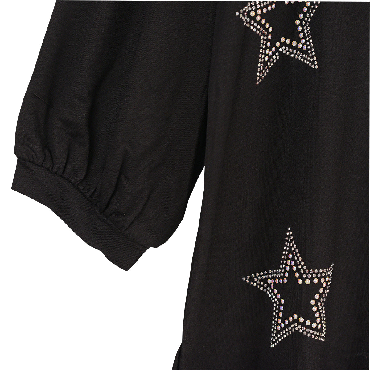 Multiples Cuffed Sleeve Drop Shoulder Crew Neck Stars Top (2 Colors)