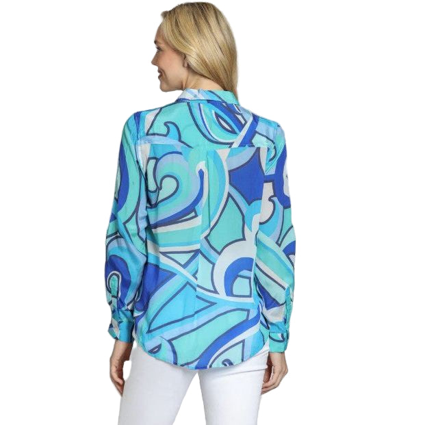 APNY Blue Multi Mod Print  Button Front Shirt