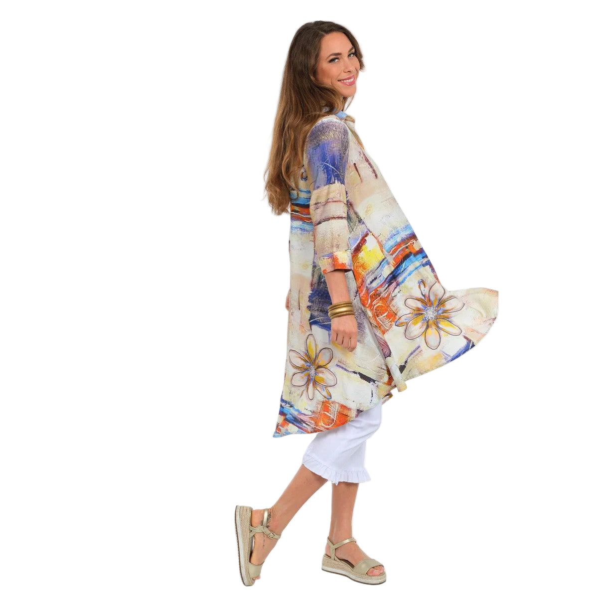 Lior Boyfriend Long Swing Shirt/Dress (Watercolor)