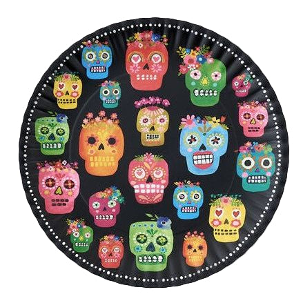 One Hundred 80 Degrees Sugar Skull "Paper Plate" Melamine Platter (16")