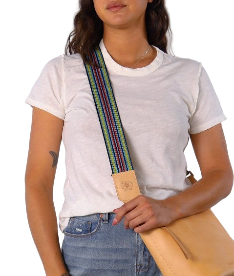 Consuela Black Stripe Wide Webbing Crossbody Strap (9052)