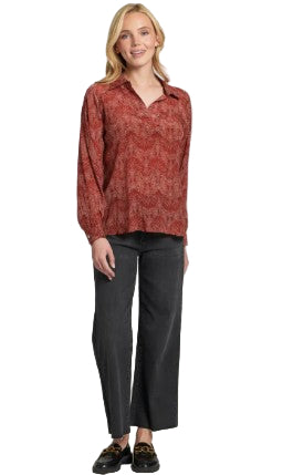 APNY Half Placket Pullover Terracotta Shirt