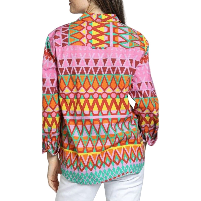 APNY Pink Geometric Print Boyfriend Shirt