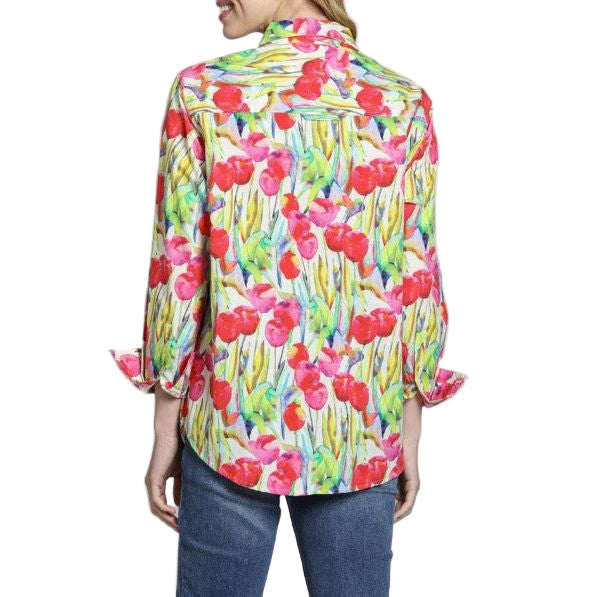 APNY Boyfriend Pink Poppies Button Front Shirt (T19P/B-796D/CT)