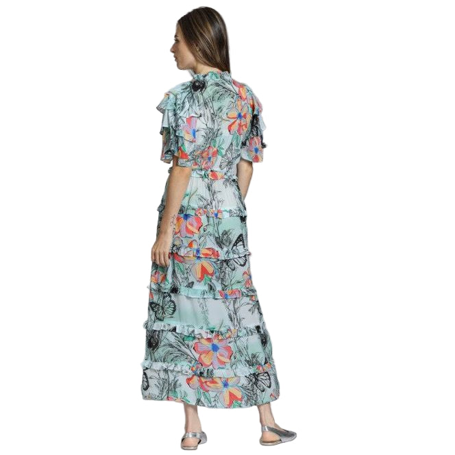 APNY Butterfly Oasis Ruffle & Tiered Maxi Dress