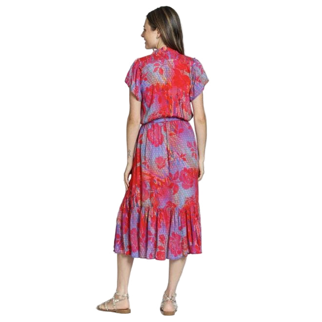 APNY Smocked Shoulder Detail Tie Front Dress