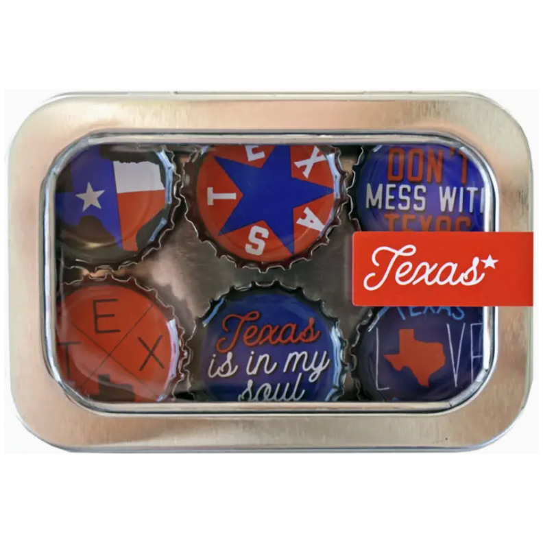 Kate's Magnets-Texas Themed Bottle Cap Magnets Set of 6