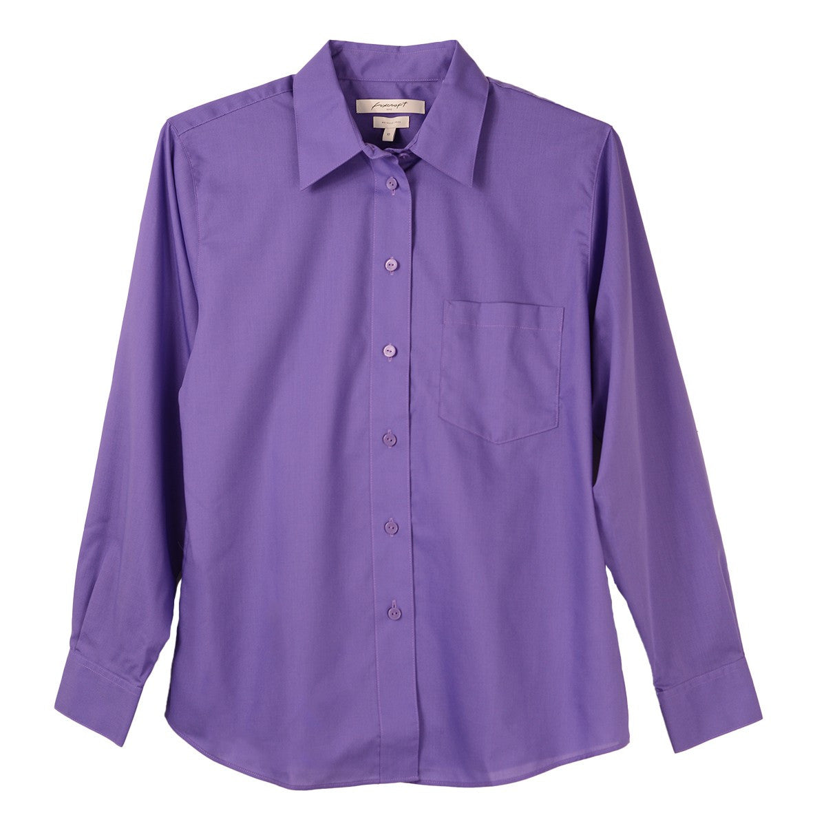 Foxcroft Long Sleeve CVC Solid Purple Clover Shirt