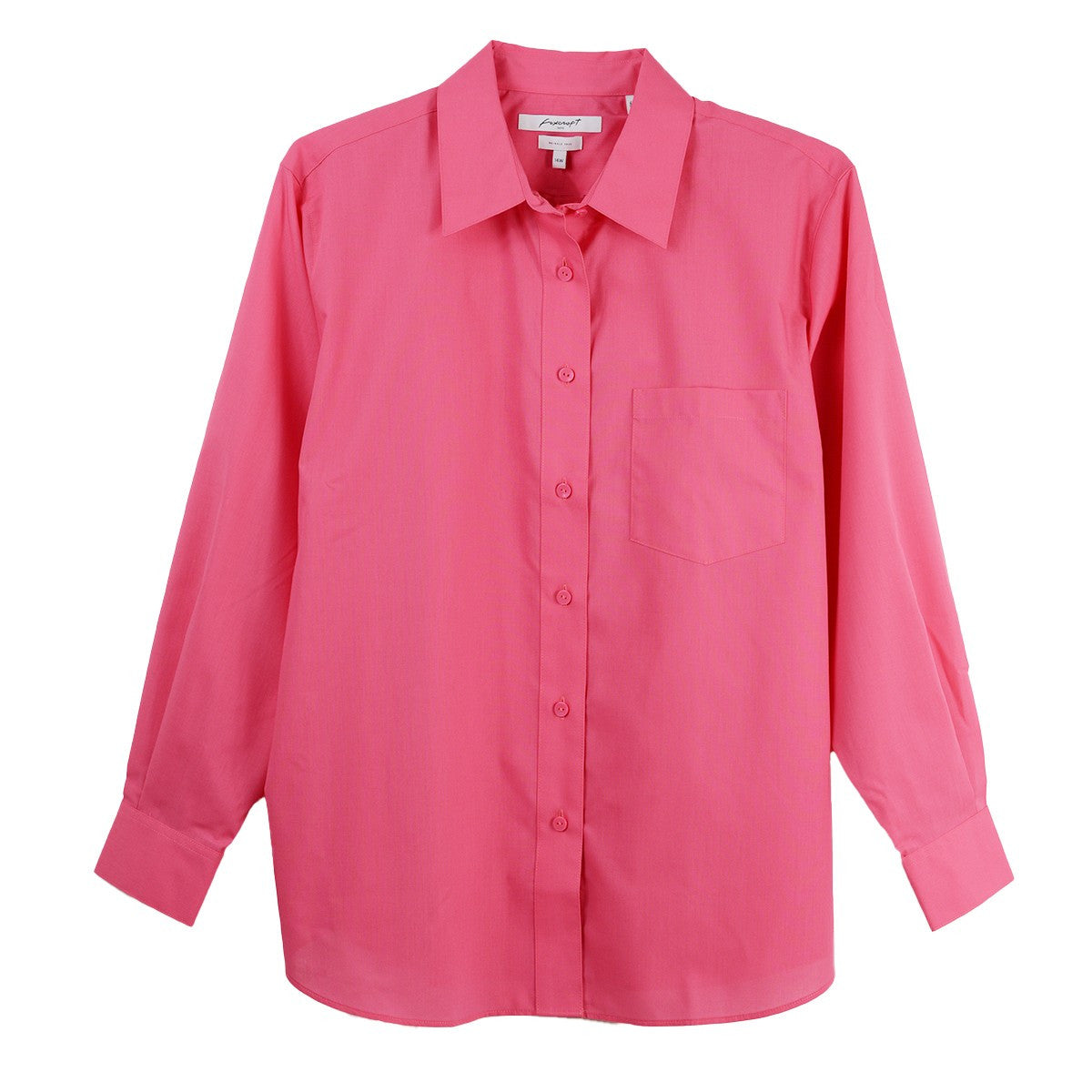 Foxcroft Plus CVC Long Sleeve Solid Pink Paradise Shirt