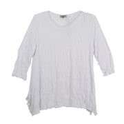 Shana Crinkle Scoop Neck Solid White Top