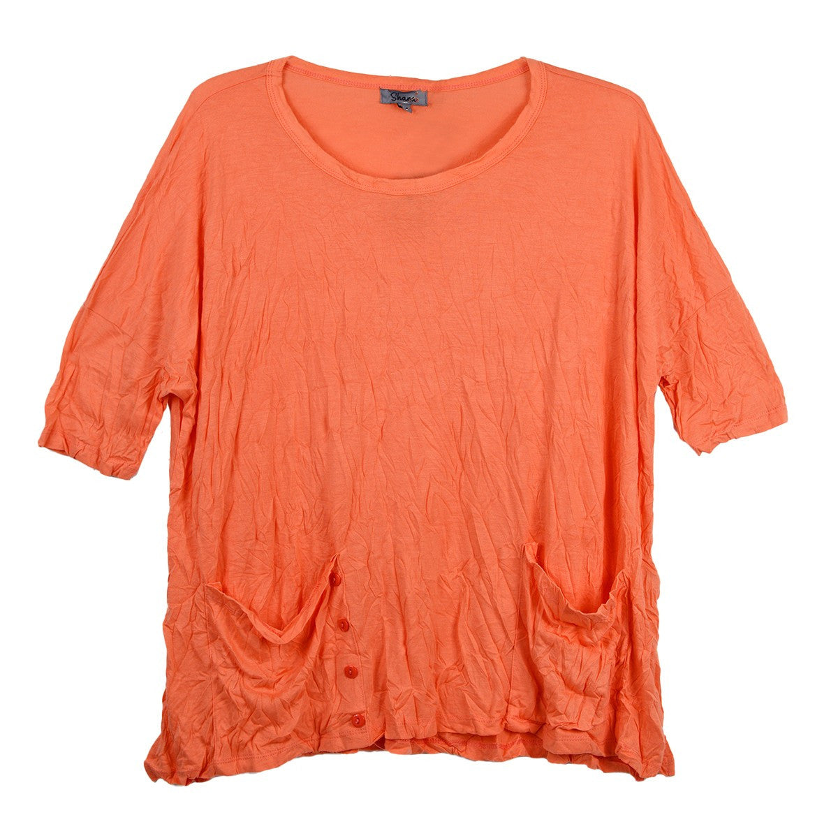 Shana Crinkle Solid Coral Top