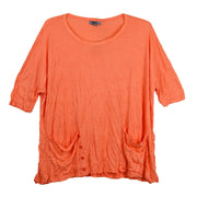 Shana Crinkle Solid Coral Top