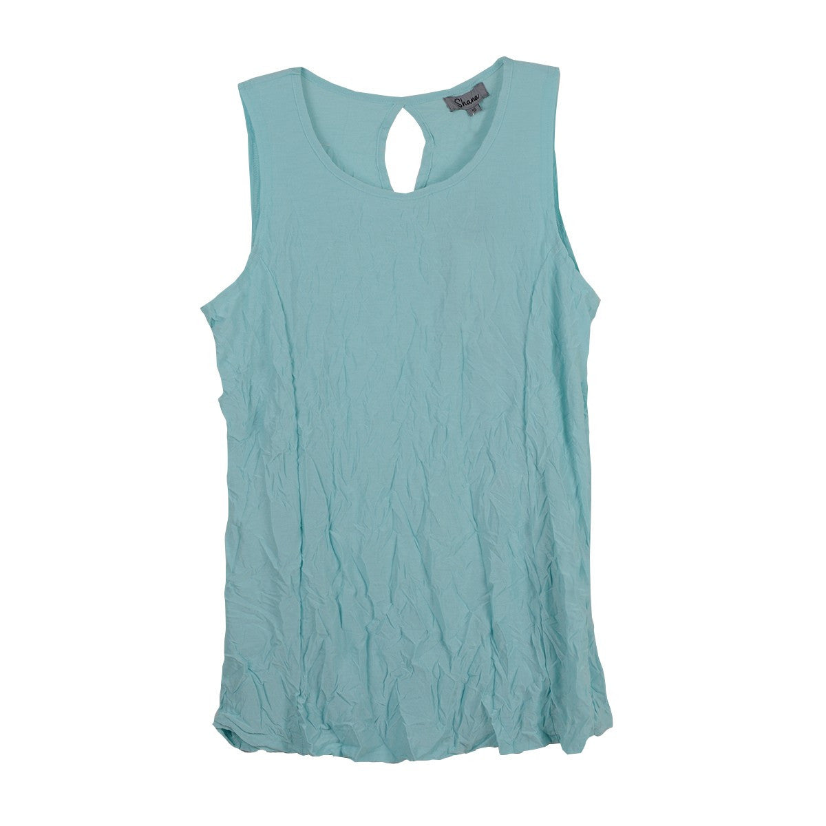 Shana Crushed Solid Blue Tank Top