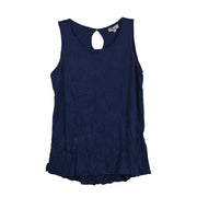 Shana Crinkle Solid Navy Tank Top