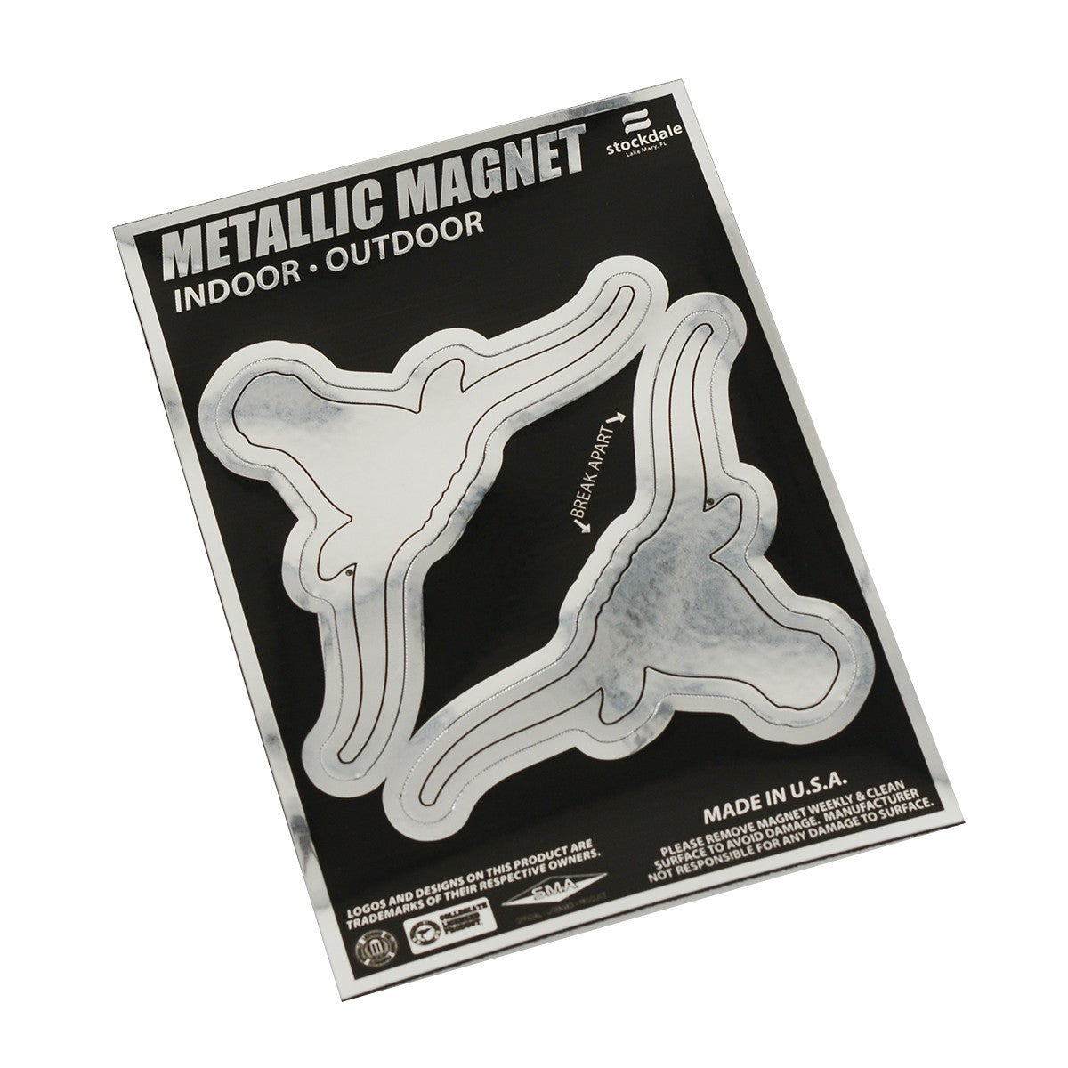 Texas Longhorn Silver Logo Metallic Magnet (2 Pack) (S47115)