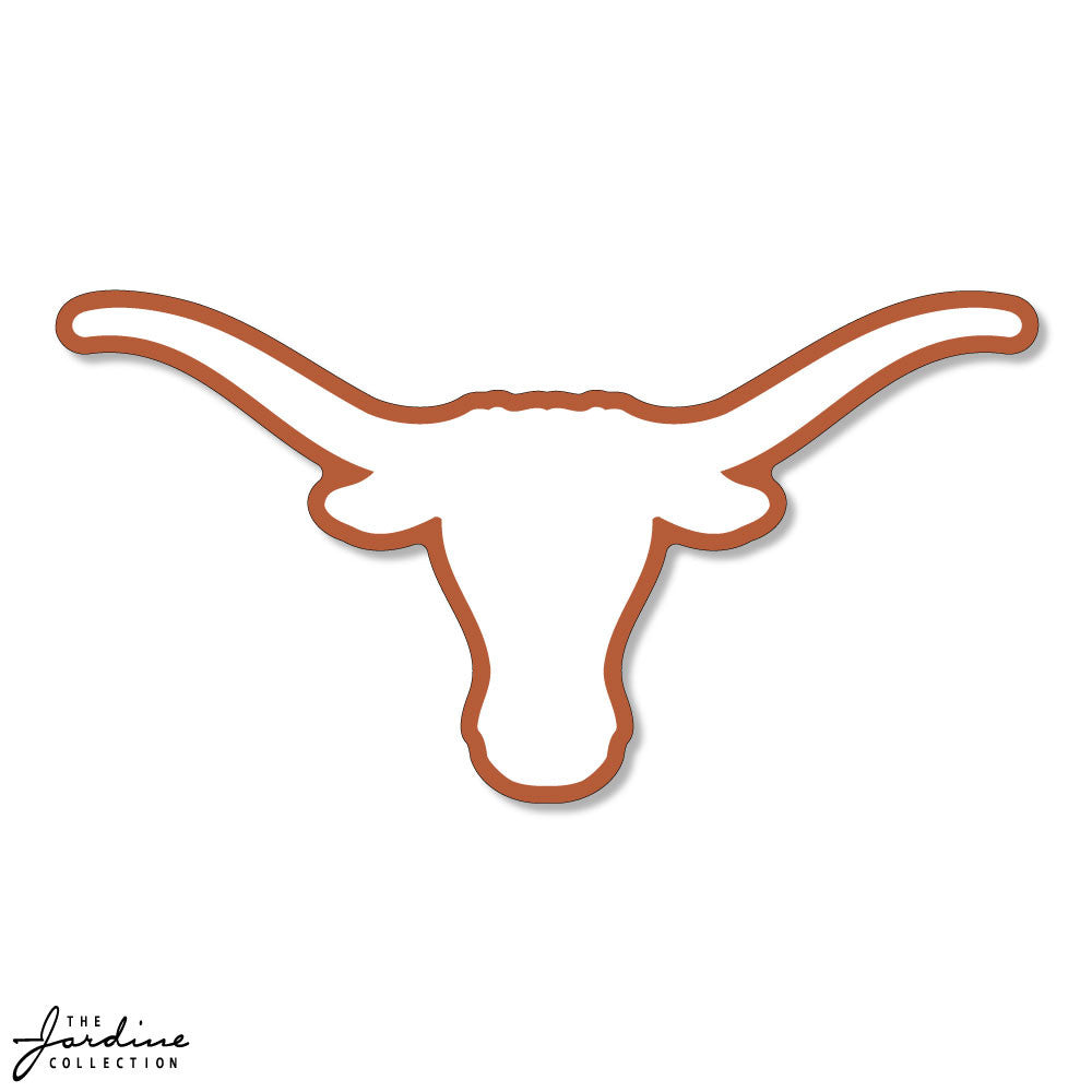 Texas Longhorn White Logo with Burnt Orange Outline 6" Vinyl Decal (VD6-3)