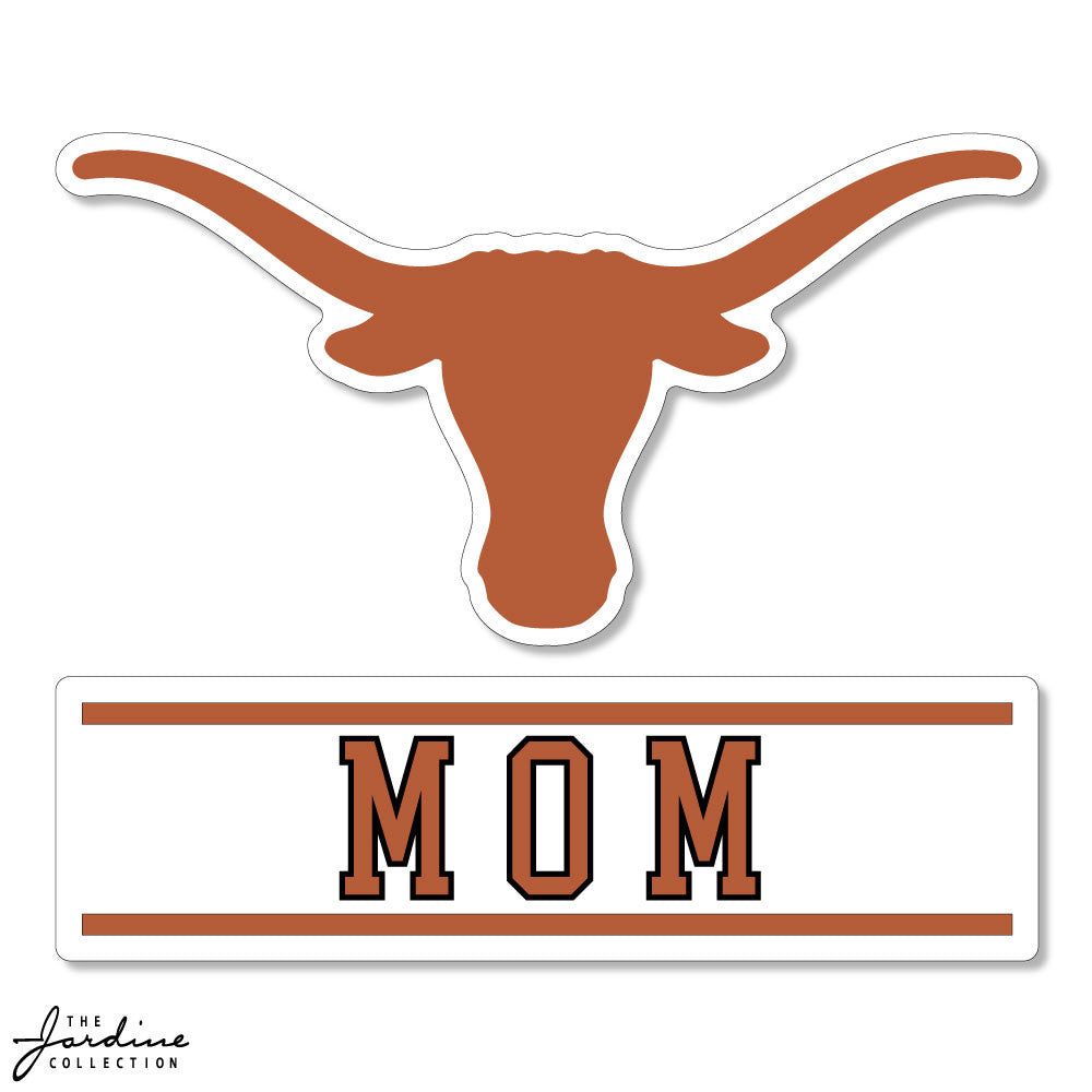 Texas Longhorn Logo Over MOM 3.5 Vinyl Sticker (VD3.5-9)