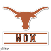 Texas Longhorn Logo Over MOM 3.5 Vinyl Sticker (VD3.5-9)
