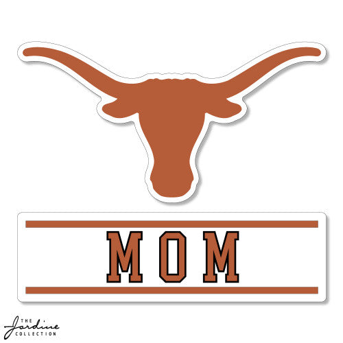 Texas Longhorn Logo Over MOM 3.5 Vinyl Sticker (VD3.5-9)