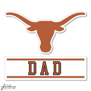 Texas Longhorn Logo Over DAD 3.5 Vinyl Sticker (VD3.5-10)