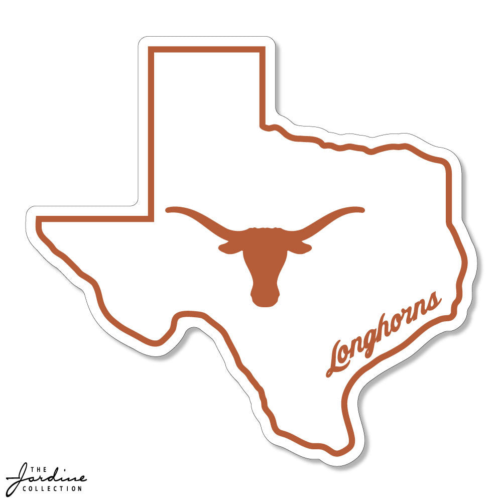 Texas Longhorn Texas State Outline 6" Vinyl Sticker (VD6-15)