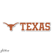 Texas Longhorn Logo Left/TEXAS Right 6" X 2" Vinyl Sticker (VD6x2-22)