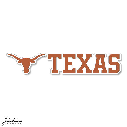 Texas Longhorn Logo Left/TEXAS Right 6" X 2" Vinyl Sticker (VD6x2-22)