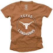 Texas Longhorn Wes & Willy Youth Girl's Logo In Circle V-Neck Tee (71STEX437)