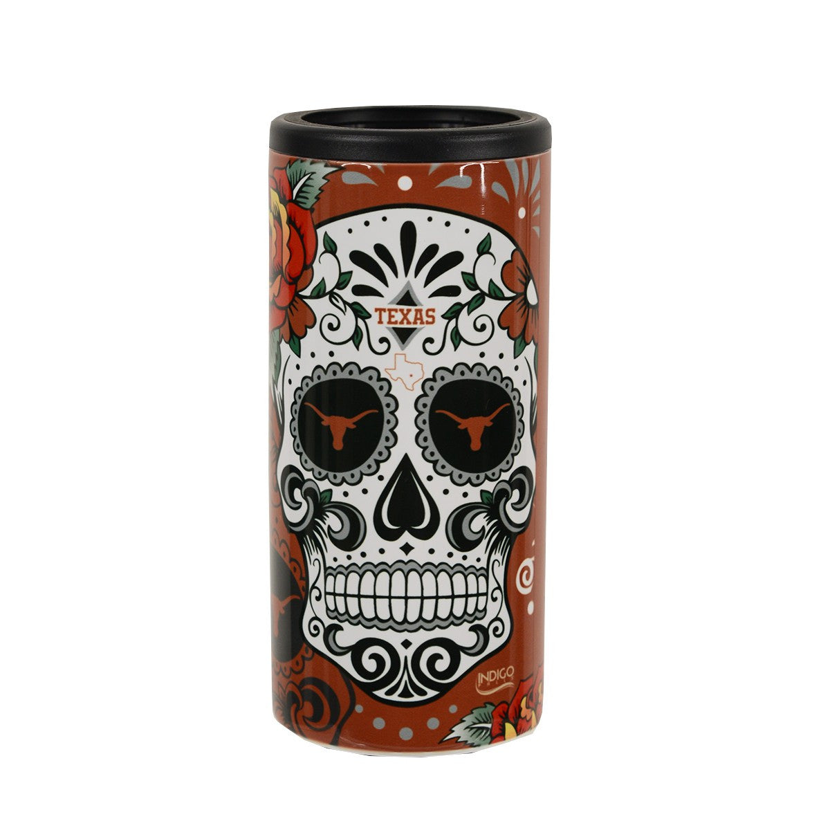 Texas Longhorn Day of the Dead Stainless Slim Coolie