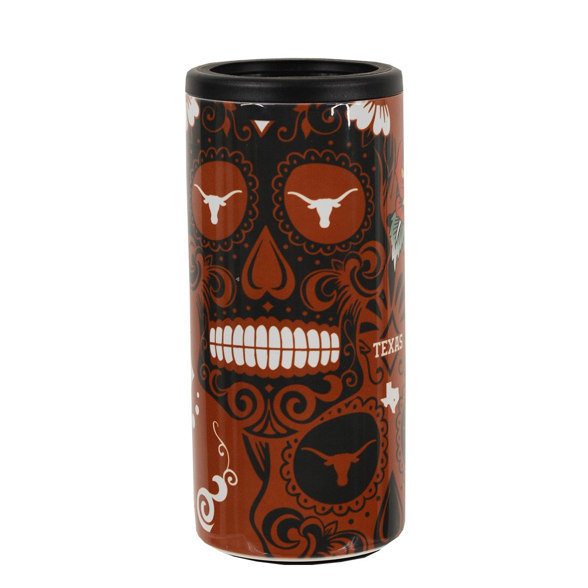 Texas Longhorn Day of the Dead Stainless Slim Coolie