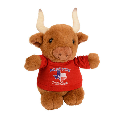 Plush Chubby Steer With Red AUSTIN TEXAS  Hoodie (83083-HOODIE)
