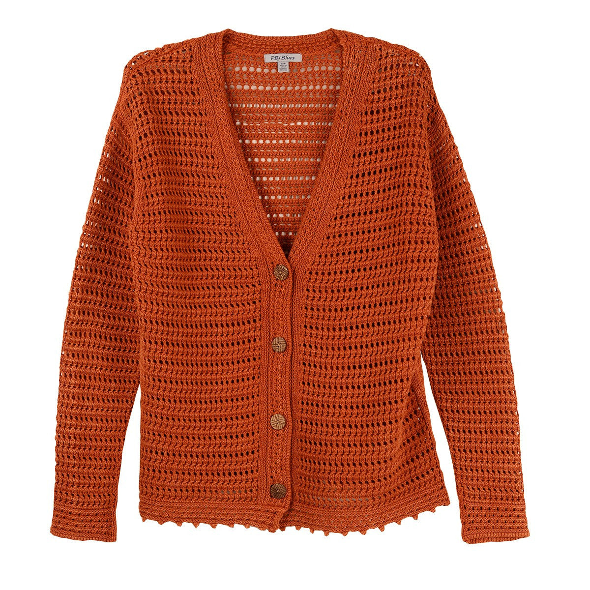PBJ Crochet V Neck Copper Cardigan (BL410)