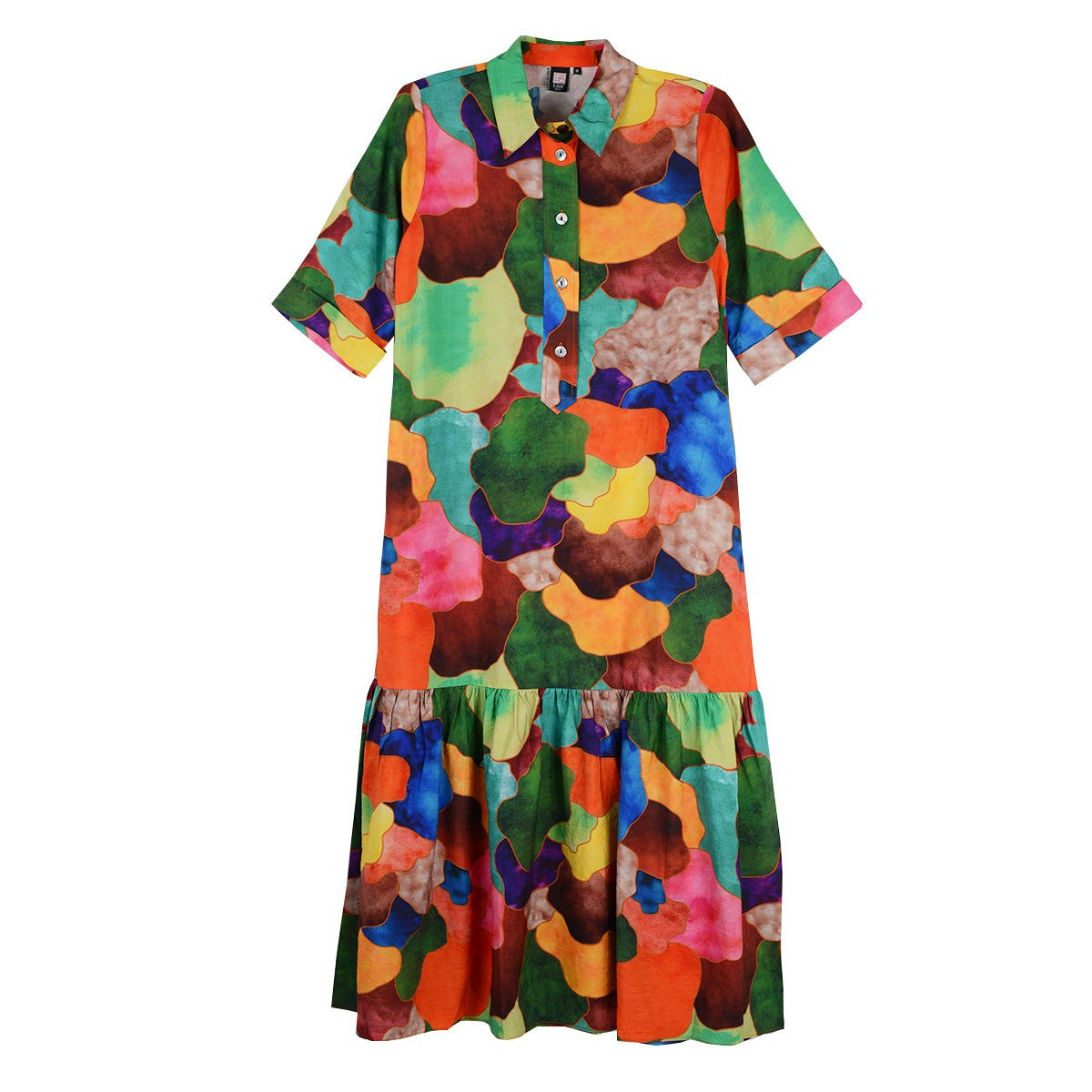 Lior Mosaic Print Long Maxi Short Sleeve Dress (VEGA-25-AR)