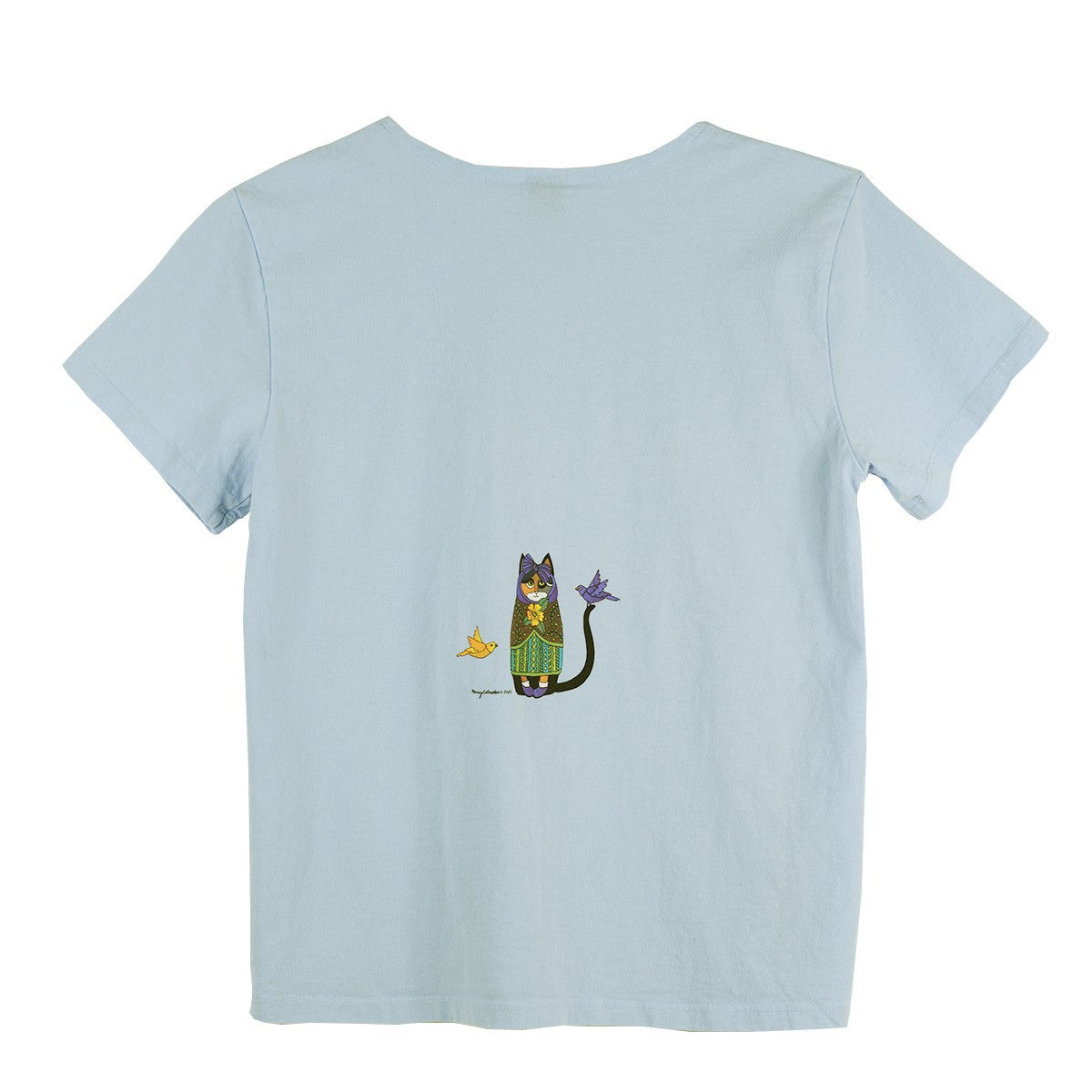 Sabbaku Catryoshka Cat Russian Dolls Short Sleeve Boutique Tee (BLUESKY)