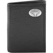 Texas Longhorn Black Pebble Leather Tri-Fold Wallet (UTX-LWT2-PBBL-BLK)